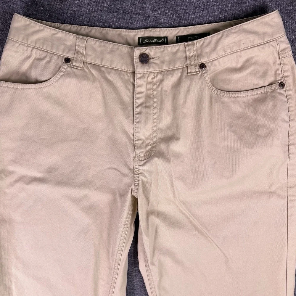 Eddie Bauer Chino Pants Womens 12 Tan Stretch Casual Mid Rise Straight Leg 32x30